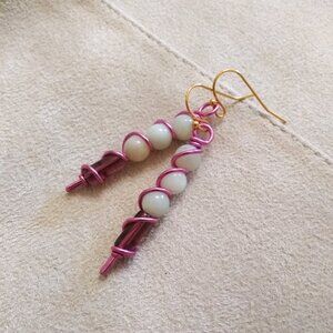 Girlie Femme Playful | Pink & Mauve Wire Wrapped Stack Earrings | Lightweight